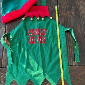 Santa's Helper Green and Red Kids apron and hat